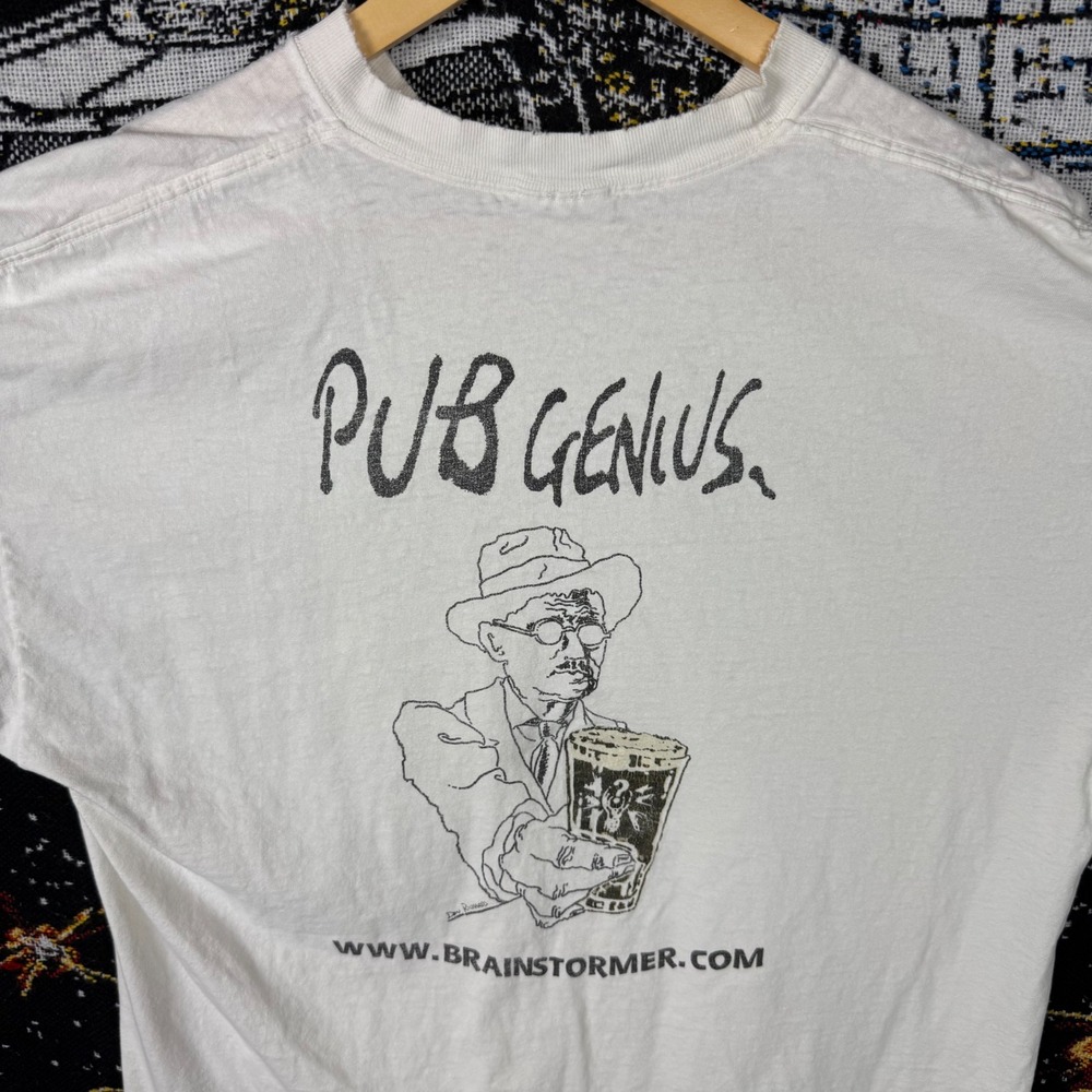 Brainstormer Pub Quiz Pub Genius T-Shirt Hanes White XL Trivia Beer Graphic Tee